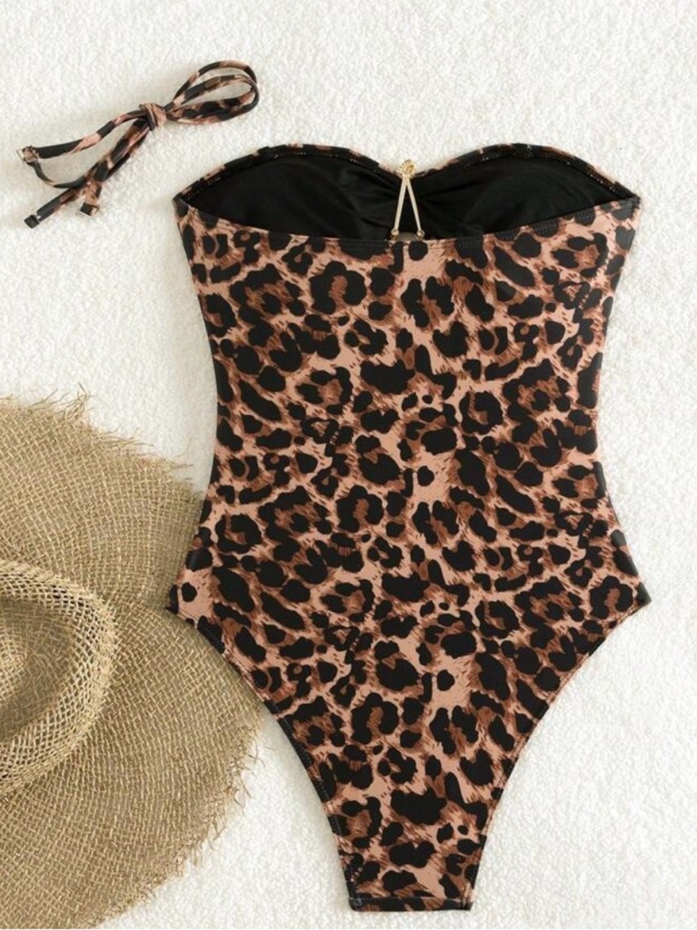 SHEIN Leopard Print Cutout One-Piece Swimsuit with Starfish Accents - Brown - Picture 10 of 13
